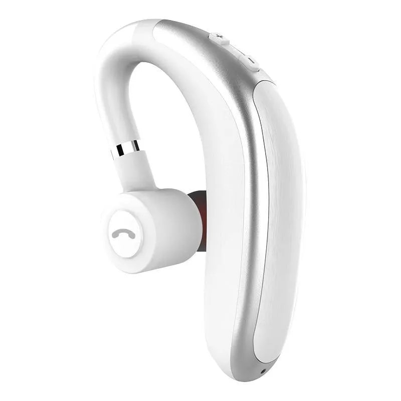 Wireless in-ear Bluetooth headset with hanging ear design in white colour
