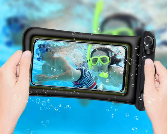Waterproof phone pouch with double airbag construction and 45cm rope