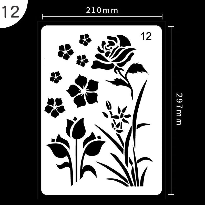 White drawing stencil set showing multiple design templates for craft artwork