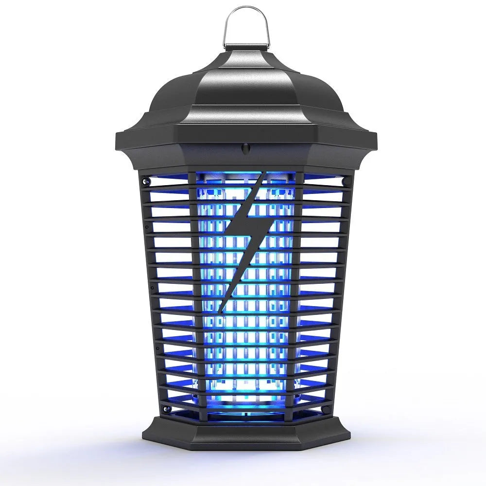 Black outdoor mosquito killer with UV light and electric shock grid for 61 square metre coverage