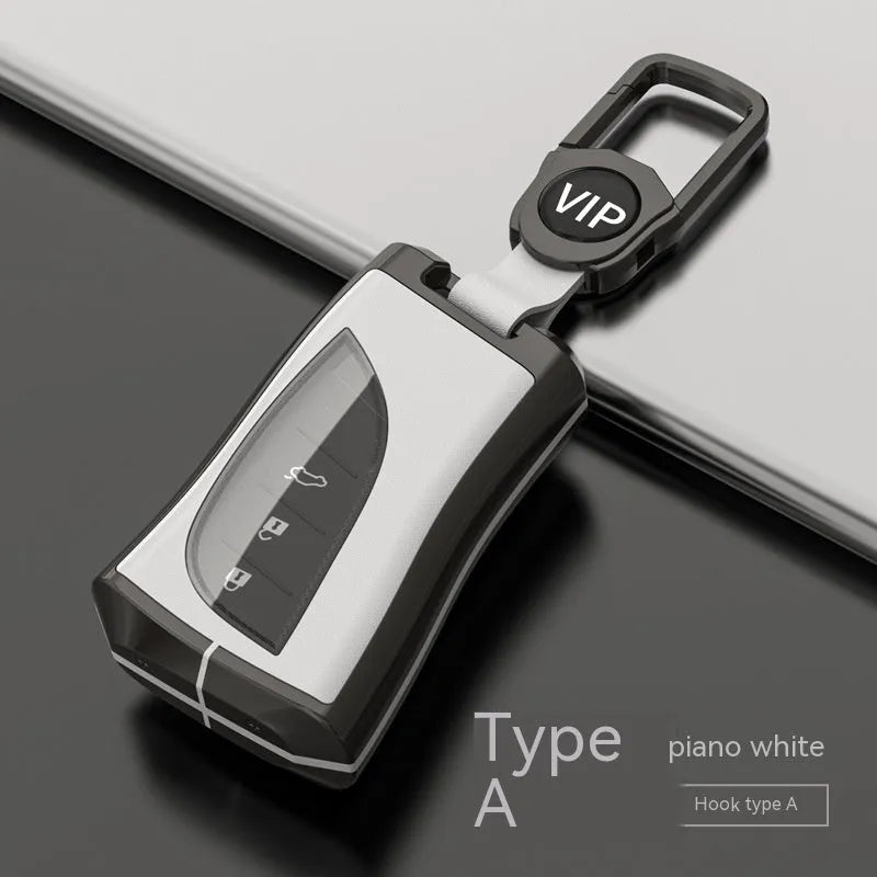 Black zinc alloy and TPU car key case for Lexus A series with metal clip and key ring cutout