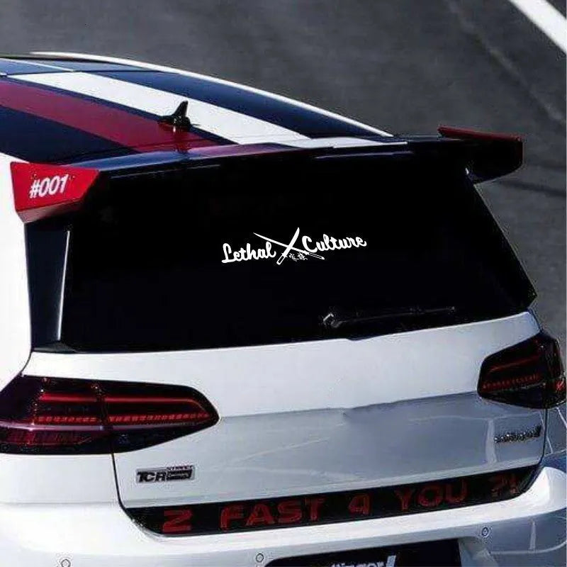Car rear windshield family sticker in yellow or silvery white available in 58x13cm and 30x6.6cm sizes
