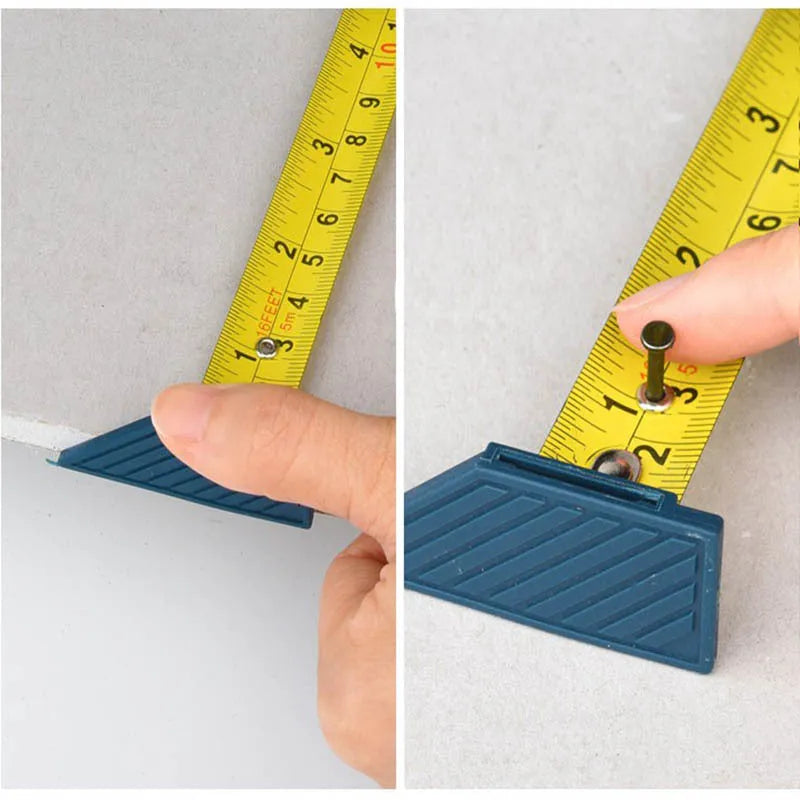 Blue multifunctional woodworking cutter with a one-press lock mechanism and scale for cutting boards.