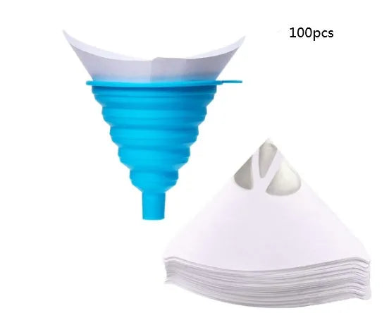 100-micron filter cone funnel with silicone funnel, 13 cm opening, for car painting and furniture