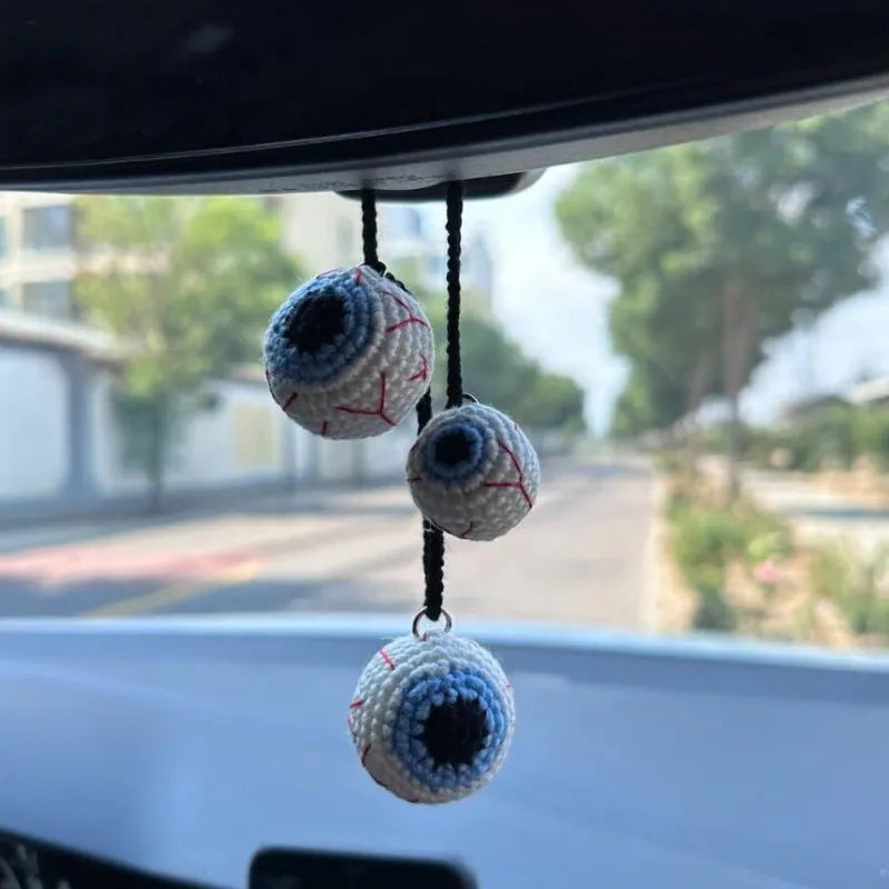 Plush hand-woven automobile hanging ornament with cartoon design for car interior decoration
