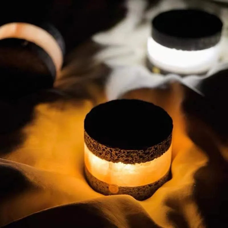 Orange volcanic rock USB touch night lamp with essential oil diffuser and dimming function
