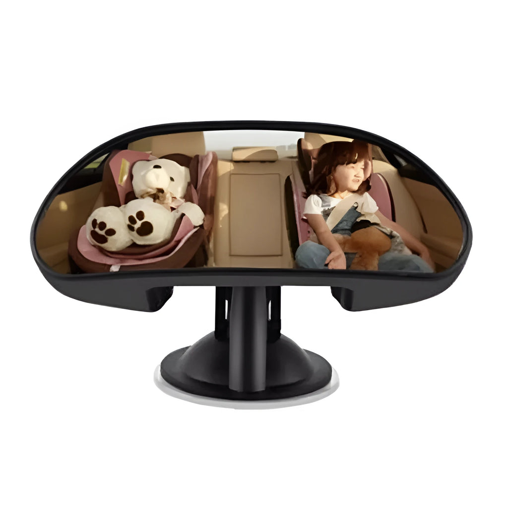 Large black car baby observation mirror with ABS frame, HD glass, and 360 degree rotating suction cup