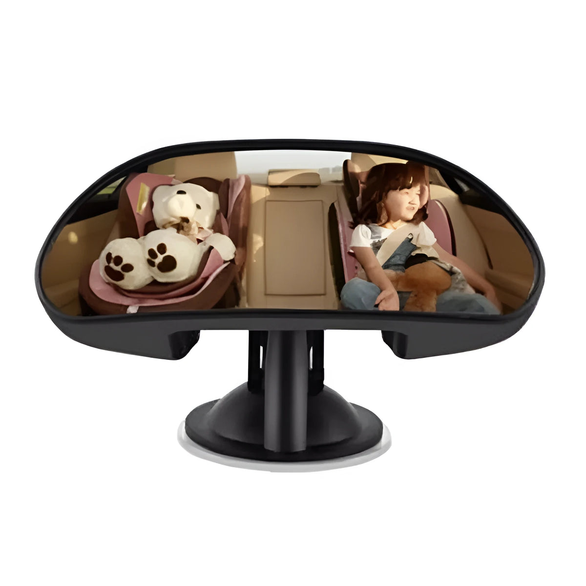 Large black car baby observation mirror with ABS frame, HD glass, and 360 degree rotating suction cup