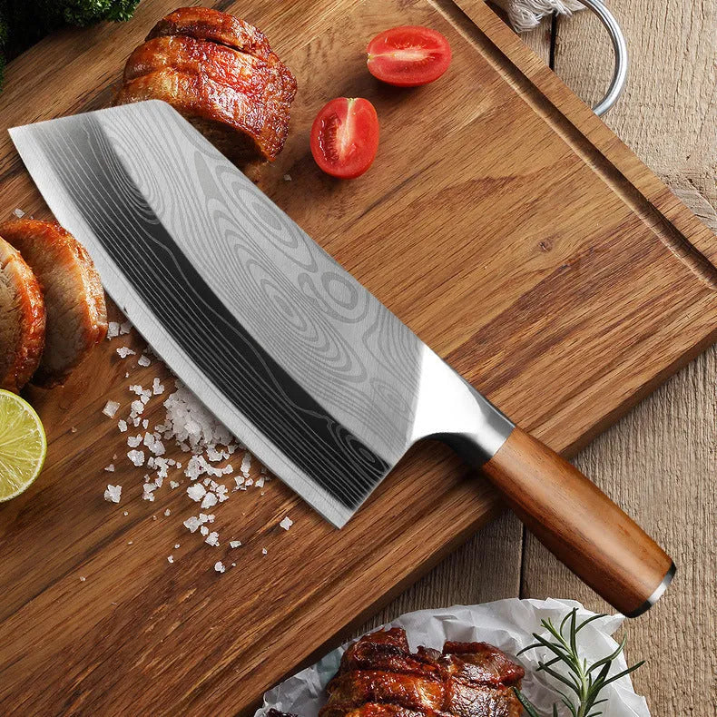 Stainless steel kitchen knife with 320mm blade length and 2.3mm thickness