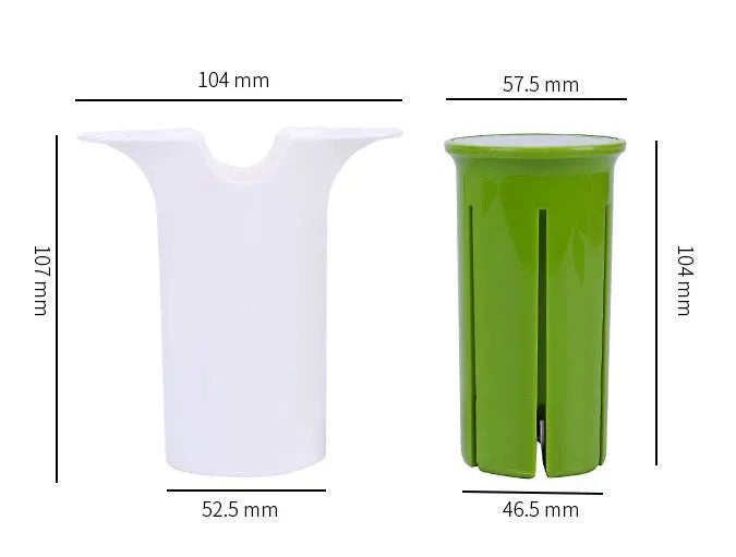 White cucumber slicer tool with 6 stainless steel blades and compact 104x107mm design