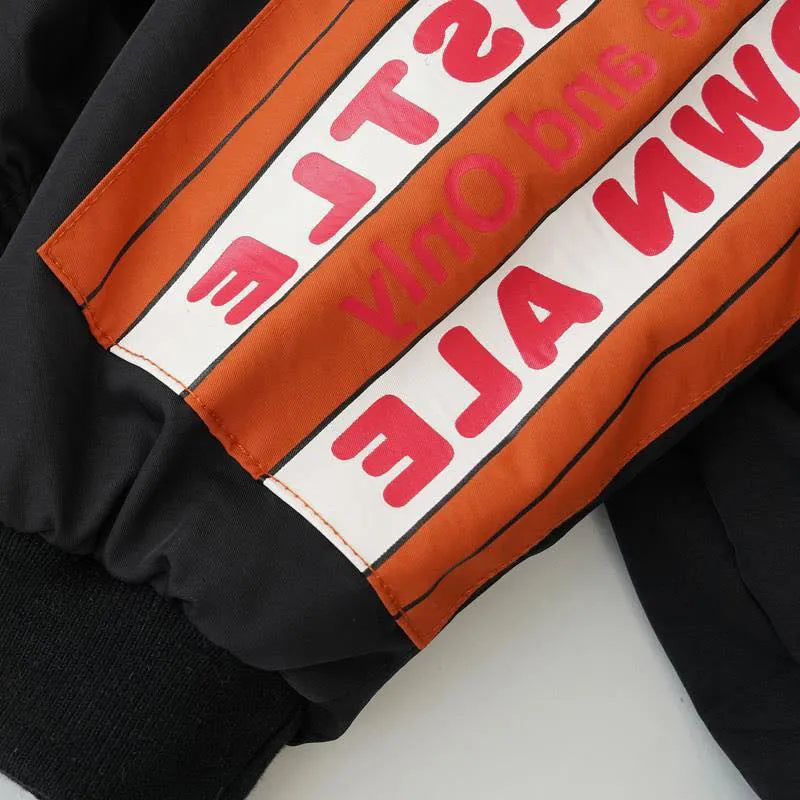 Boys children's PU jacket in black, short length cotton construction, leather-look casual outwear