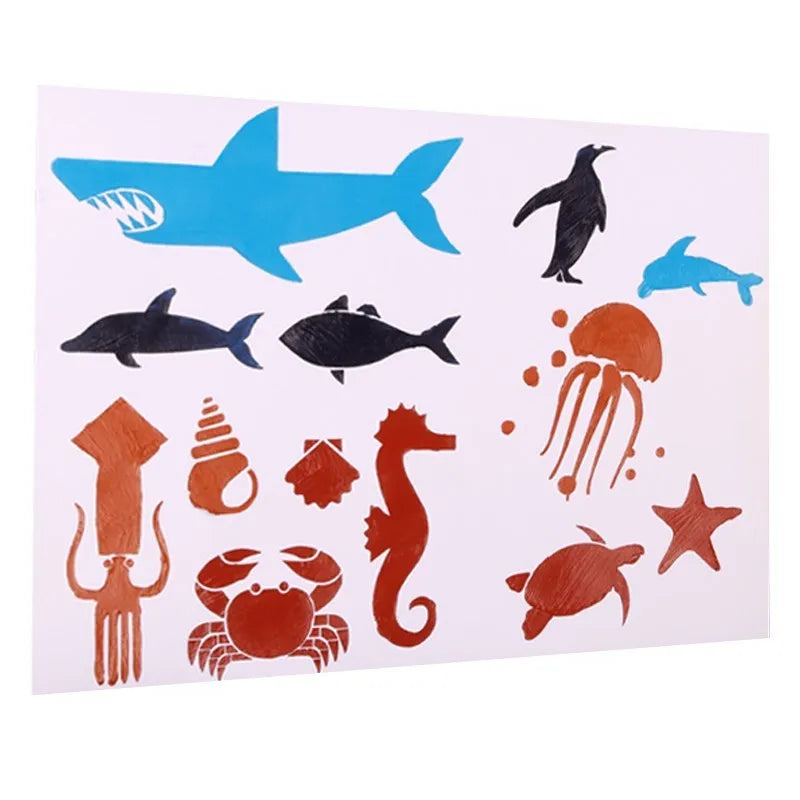 White drawing stencil set showing multiple design templates for craft artwork