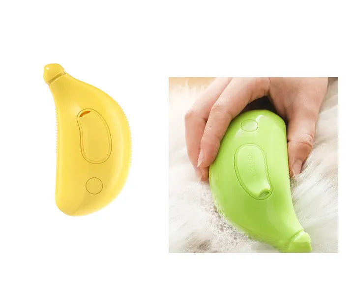 3-in-1 pet steam brush in green for cats and dogs with USB rechargeable design