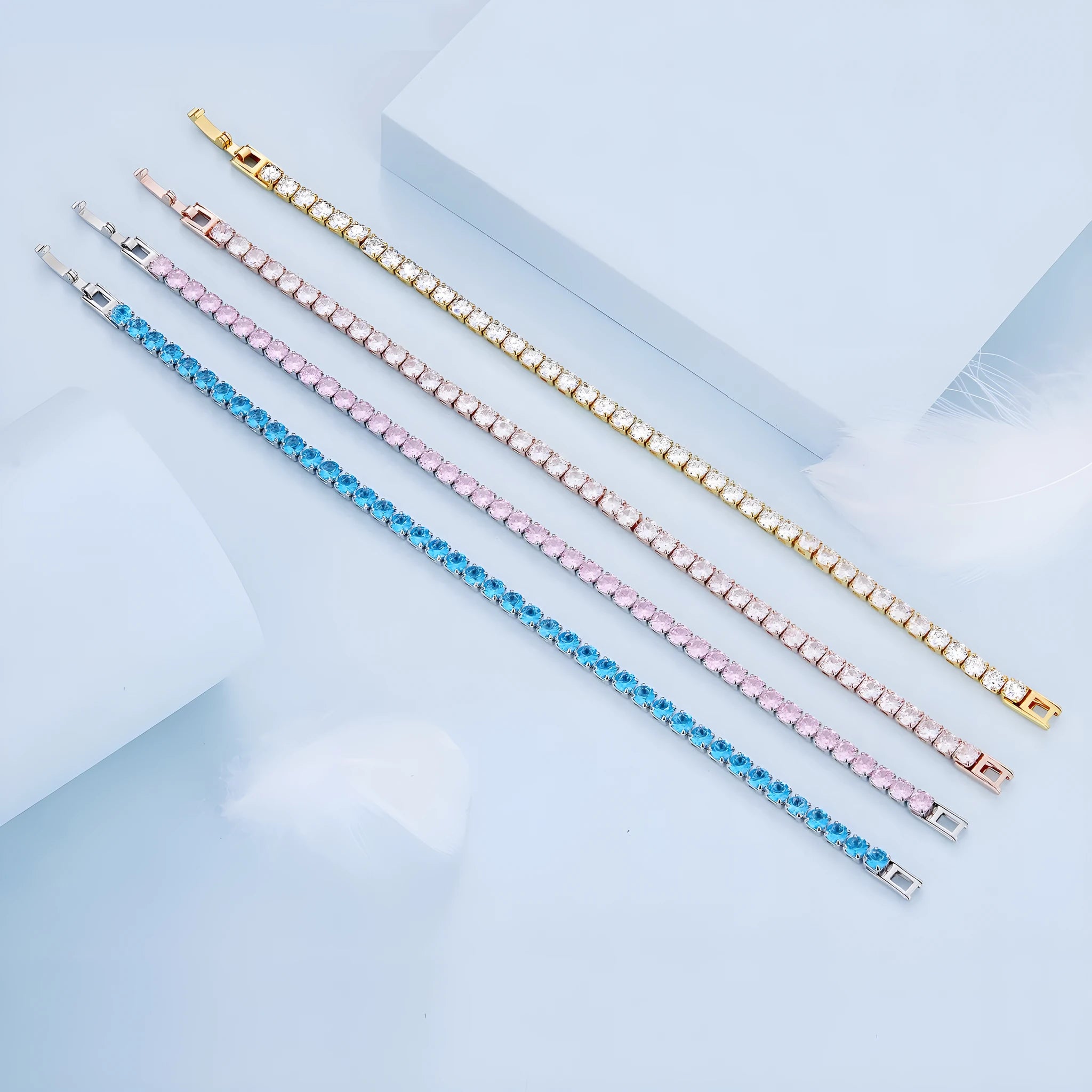 Silver gold-plated simple fashion zircon bracelet for women with cubic zirconia stones