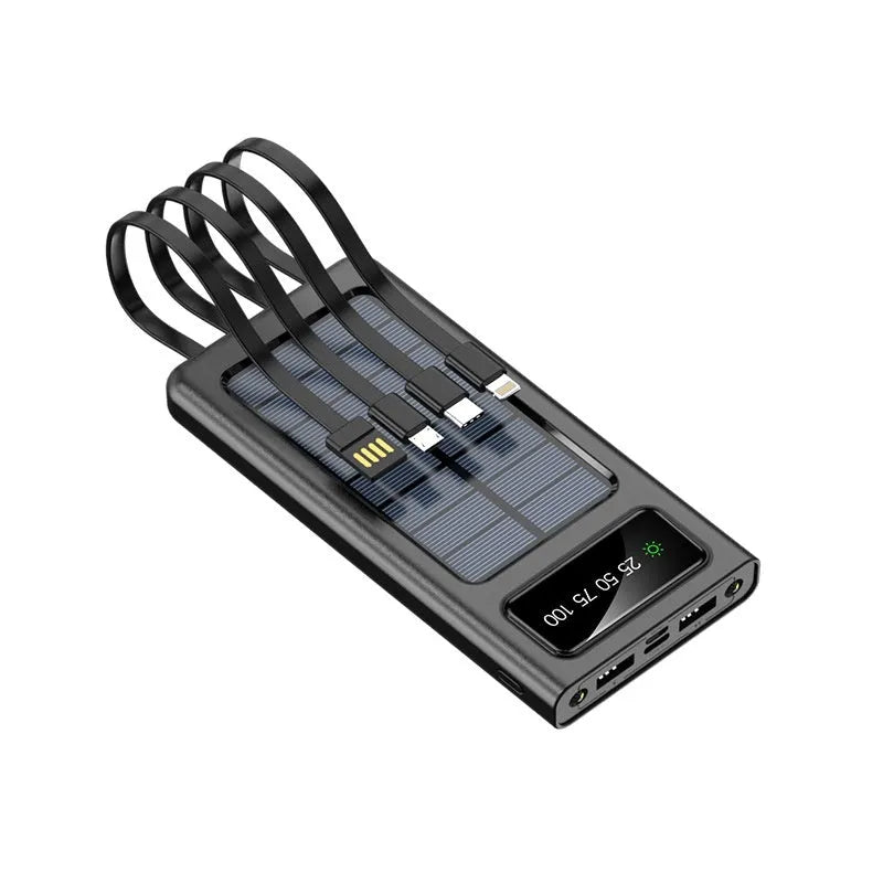 20000mAh solar power bank with cable in black or white