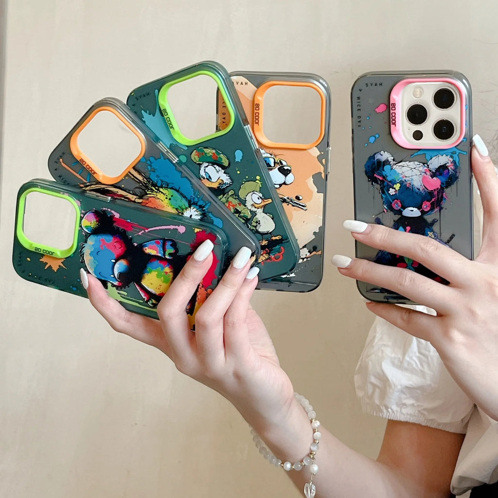 Drop-resistant phone case in TPU and PC for iPhone with anti-fingerprint finish, shown in Astronaut design.