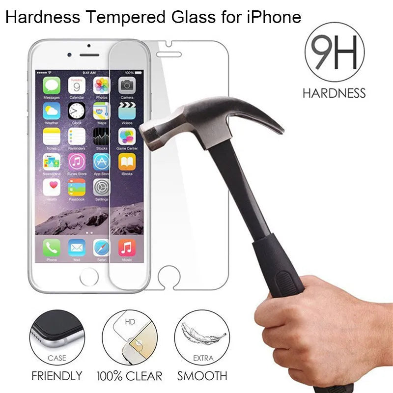 Tempered glass iPhone screen protector showing transparent non-full screen design