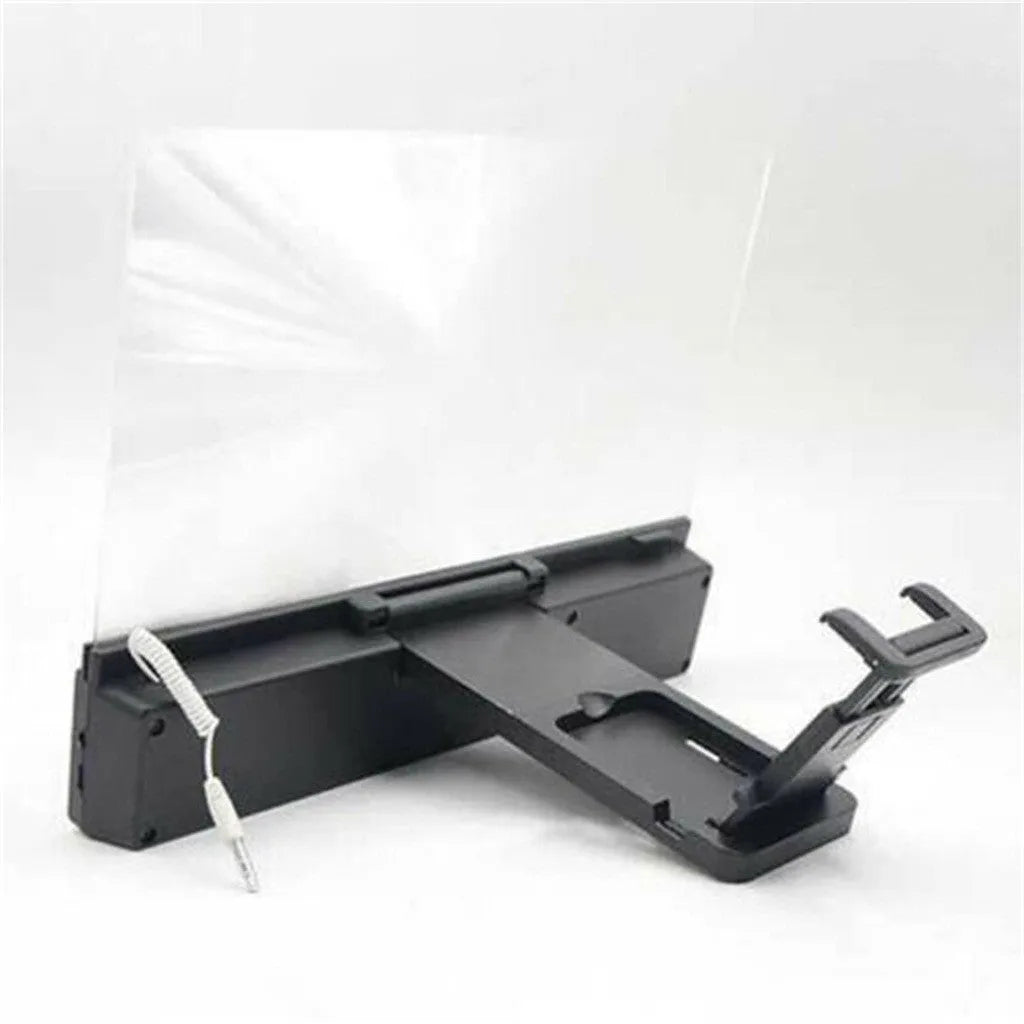 12-inch foldable mobile phone screen amplifier with adjustable gooseneck stand on a table