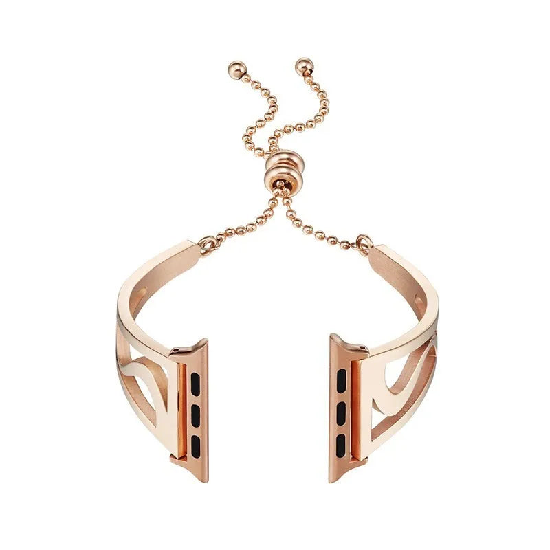 Stainless steel hollow watch strap for Apple Watch Series 4 3 2 1, adjustable, in black gold rose gold or silver