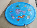Blue PVC water spray play mat with marine animal graphics measuring 100cm by 170cm for children's outdoor water games