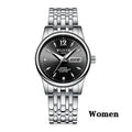 WLISTH women dress watch rose gold stainless steel with calendar and luminous display on wrist