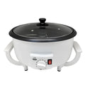White oblate coffee roasting machine with 750g capacity and 225mm pot diameter
