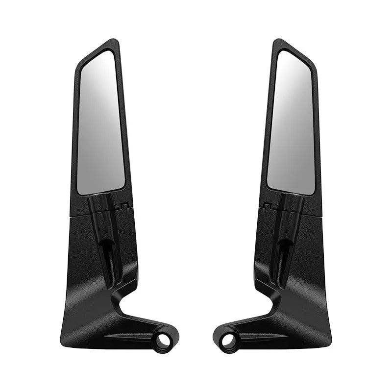 Universal foldable motorcycle rearview mirror in aluminium alloy, black, for motorcycle and electric car commuting