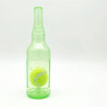 Blue natural rubber squeaky dog toy shaped like a water bottle for chewing and interactive play.