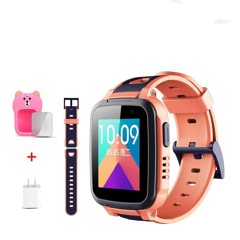 360 SE5 blue children's smartwatch with stainless steel band on a wrist