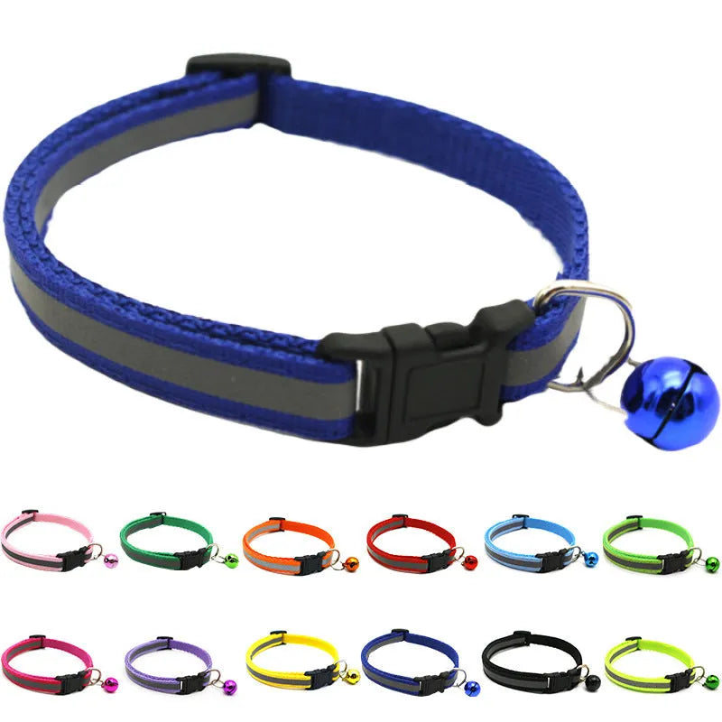 Reflective patch bell cat collar PVC PP adjustable 19-32cm width 1.0cm weight 10g colour options