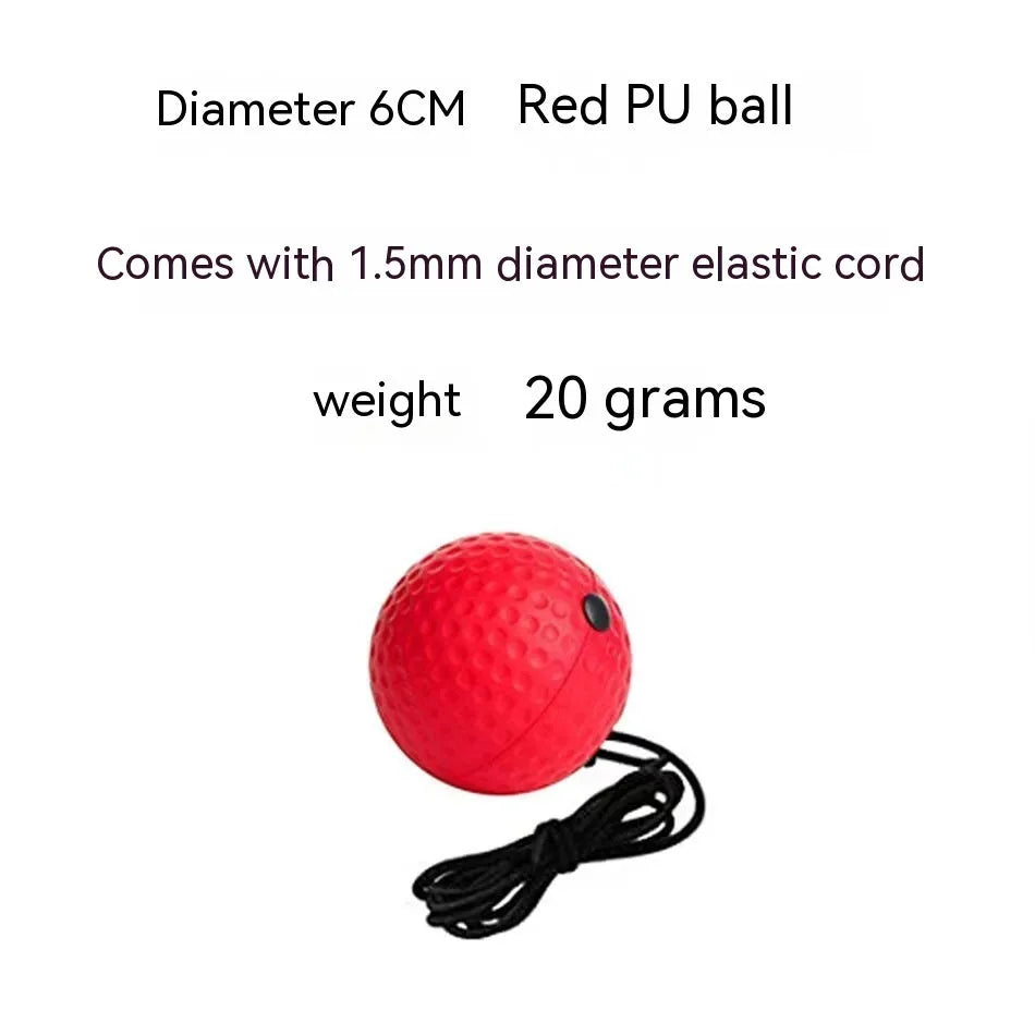 Head-mounted boxing reaction training ball set with adjustable headbands and multiple coloured balls on a white background.