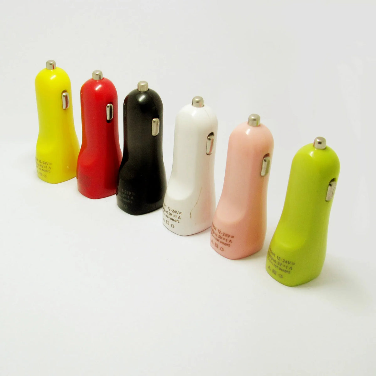 Dual USB car charger with blue LED indicator light in duckbill design