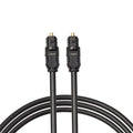 Black Toslink fibre optic audio cable with square 4mm connectors, 2 metres long