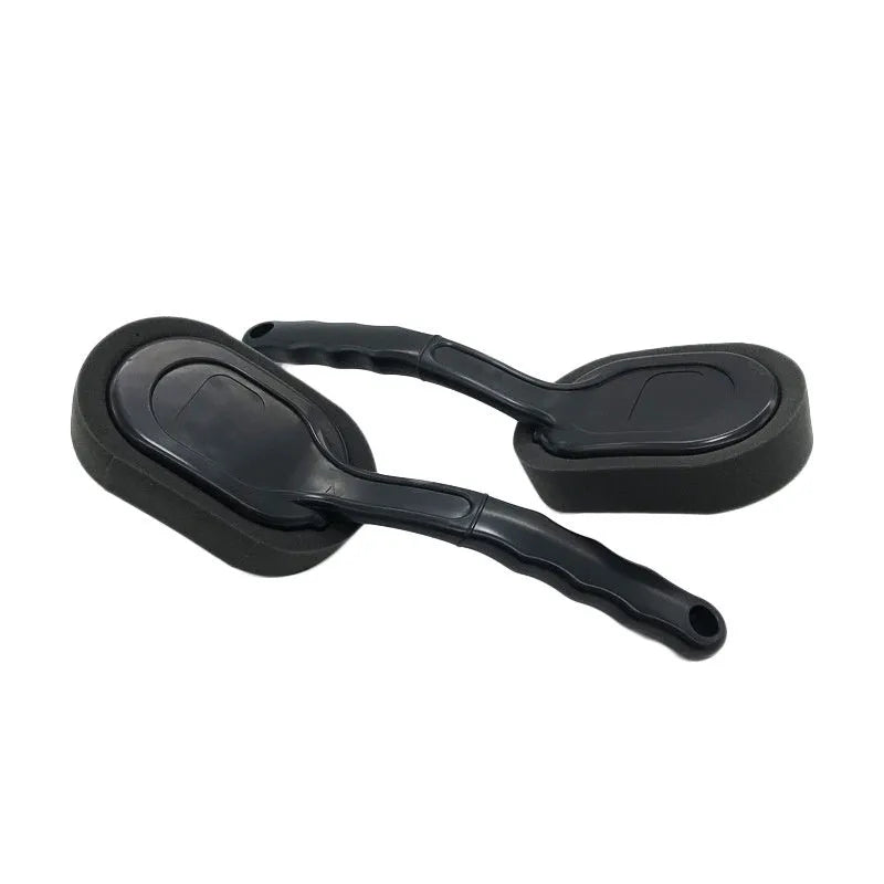 Car tyre waxing long handle sponge brush with polyester sponge head on a grey background