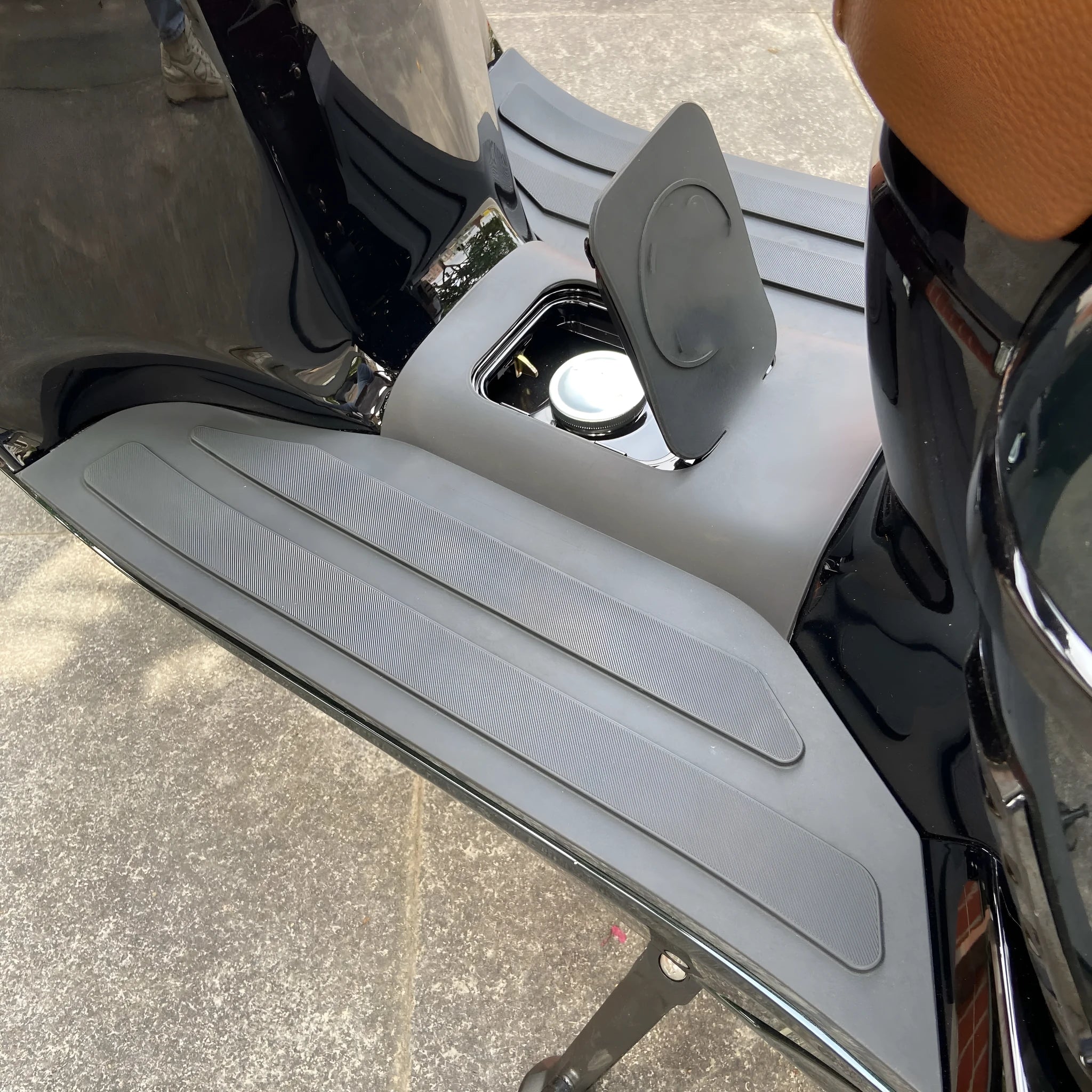 Motorcycle 3D rubber foot pad plate in black grey colour for front foot modification