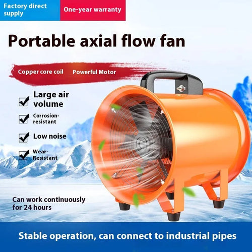8-inch titanium steel industrial axial flow fan with 5-metre air duct for ventilation