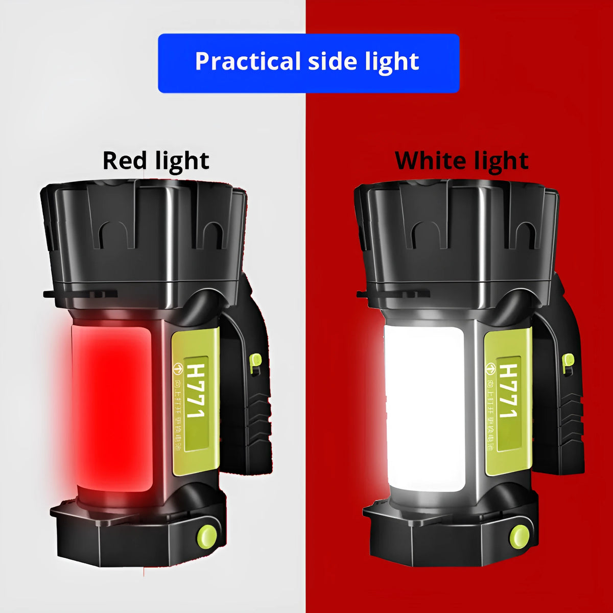 H771 multifunctional portable lamp with shoulder strap and USB charging cable, 1000 or 2000 lumens