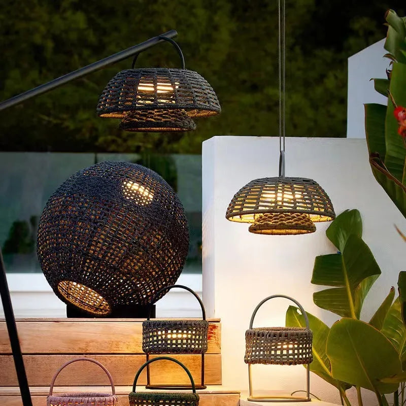 Outdoor chandelier garden lamp stainless steel 25cm 5W LED IP65 taupe