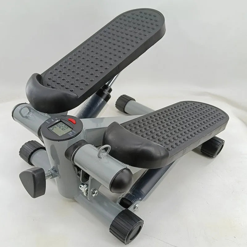 Silver grey hydraulic mini treadmill for waist slimming and home fitness exercises