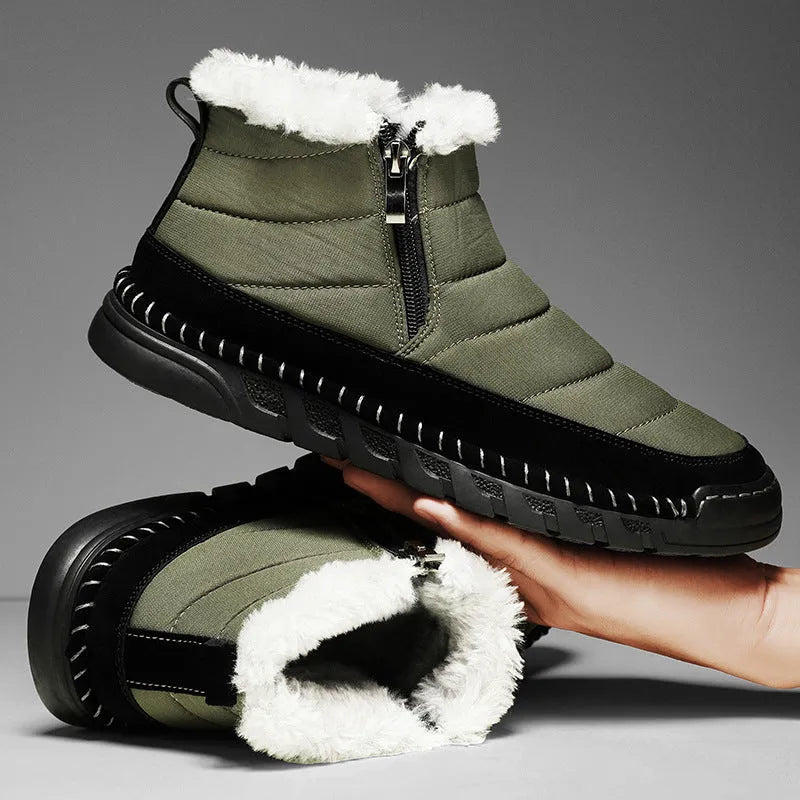 Men's plus size snow boots in British style with cotton upper and non-slip soles
