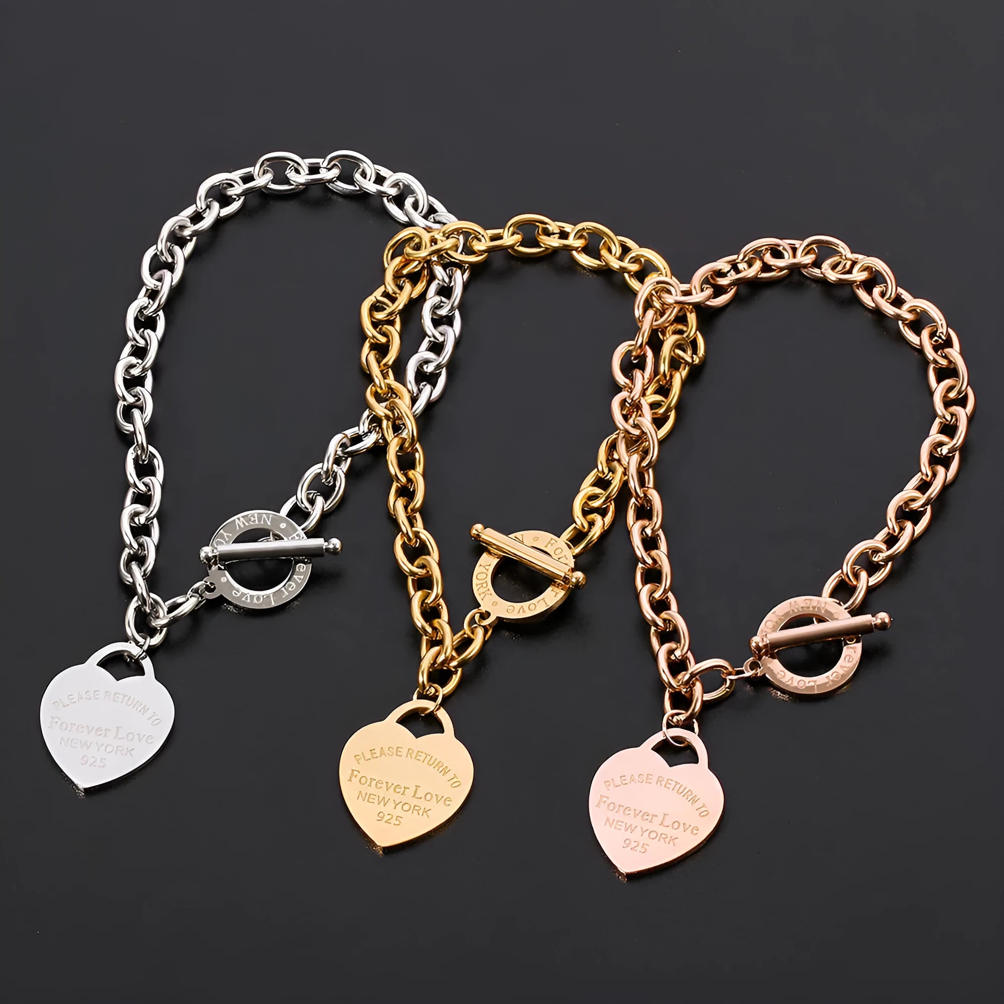 Alloy heart shape bracelet ladies electroplated jewellery Sl257 Sl258 colour styles