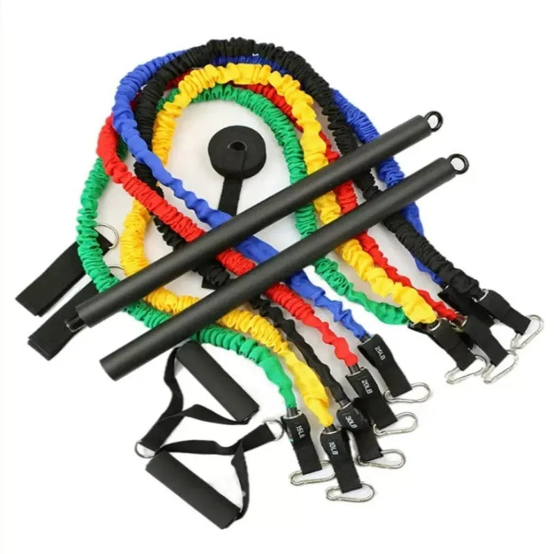 Push-and-pull rod fitness stick with two segments and pulling rope mechanism