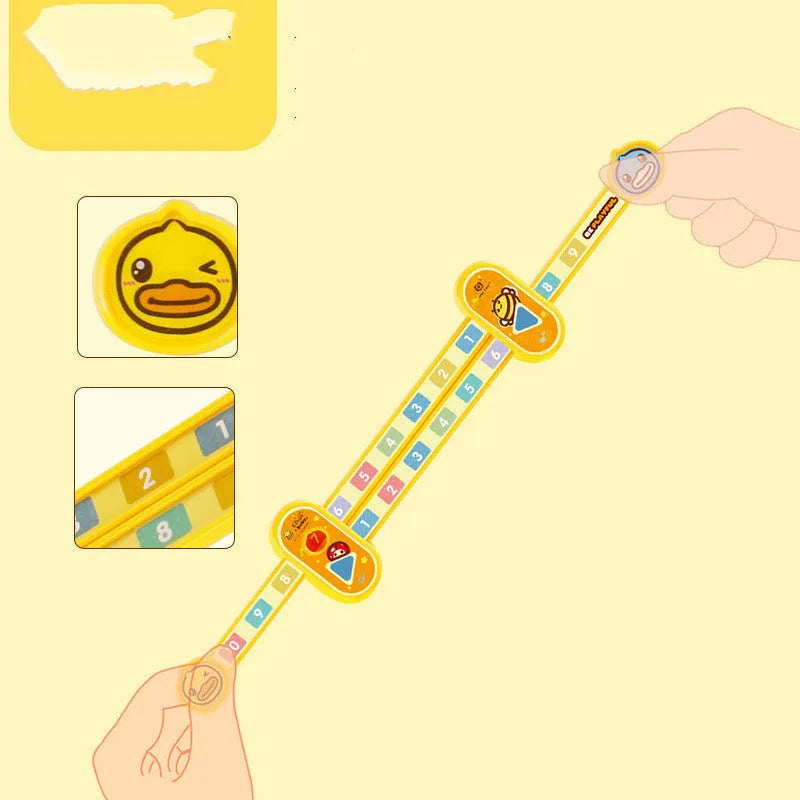 Yellow plastic children's digital decomposition ruler for maths education measuring 24.5cm