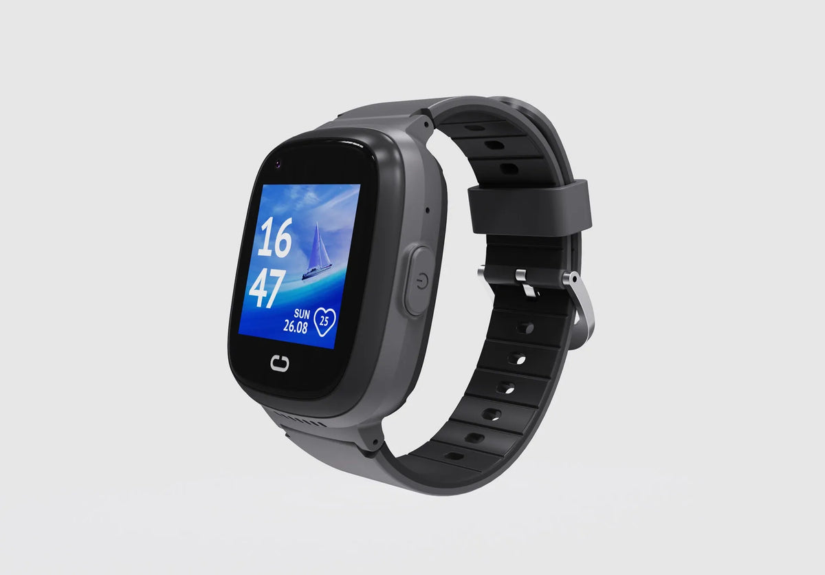 Children's 4G video call watch with 1.5in TFT screen, 750 mA battery and wrist strap in pink, blue or black