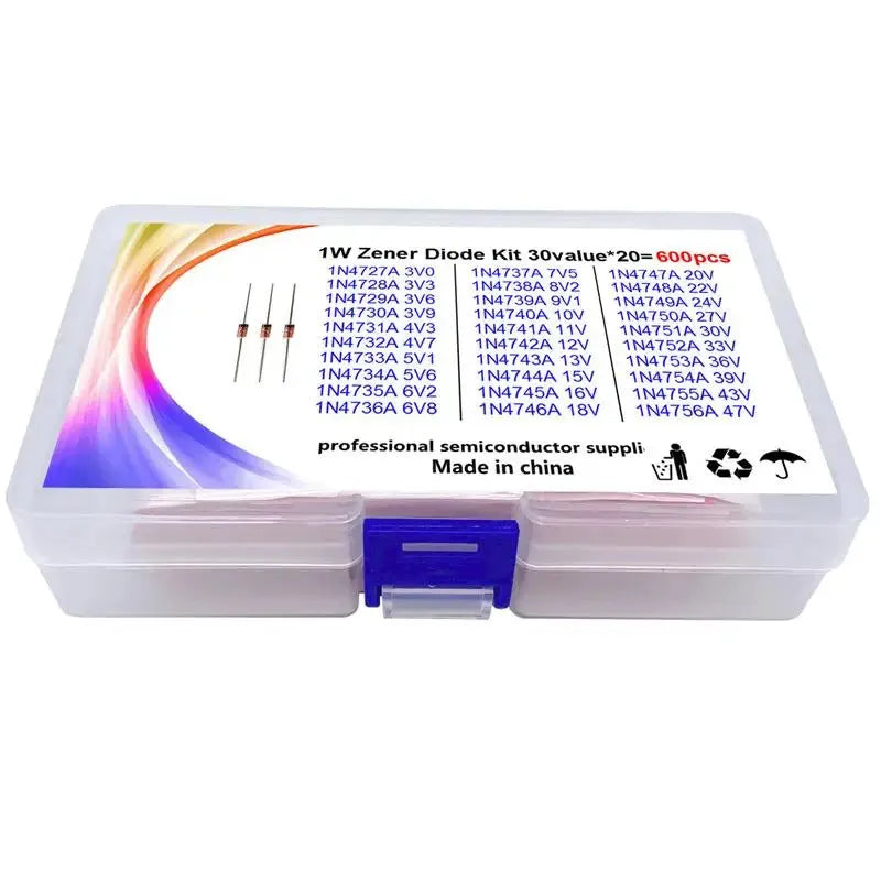 1W Zener diode component with 50V reverse breakdown voltage in boxed packaging