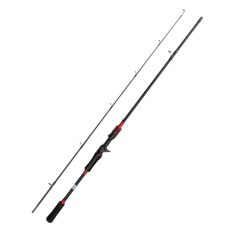 1.8m carbon fibreglass long-range fishing rod in blue on beach for sea surf casting, two-section design