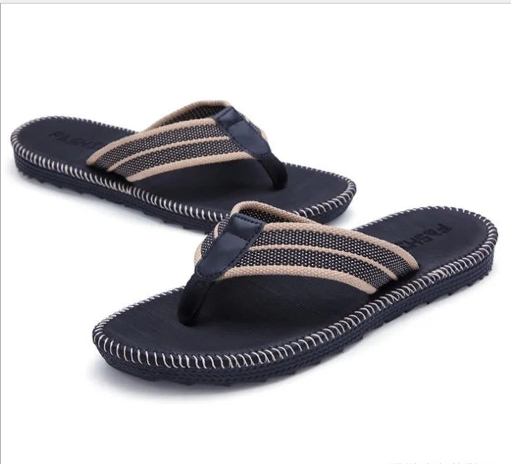Men's flip-flops in black, grey and khaki, sizes 39 to 45, slip-on summer sandals
