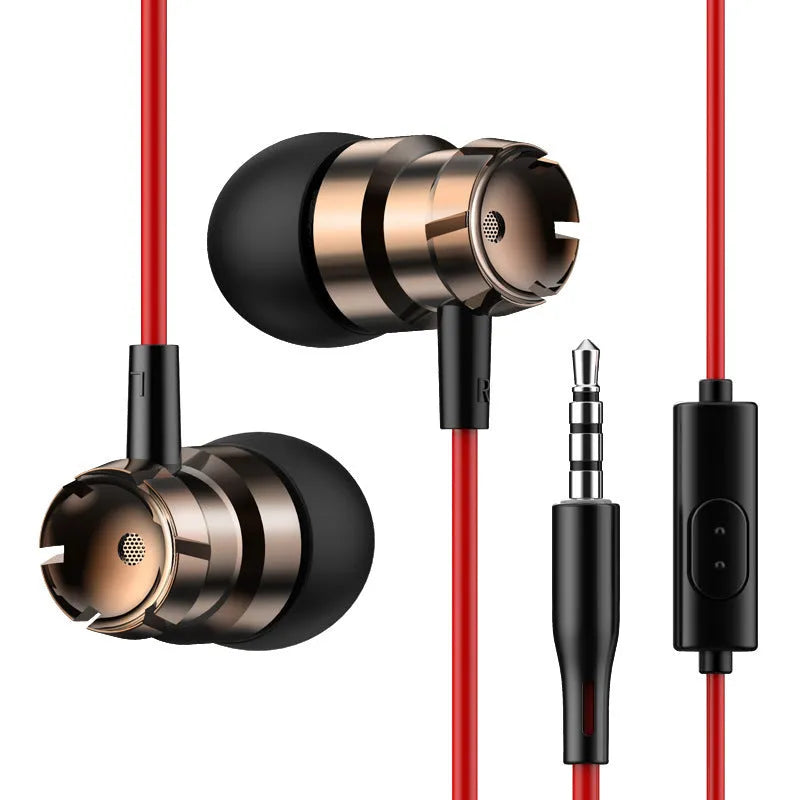 Metal turbo in-ear headphones with 3.5mm plug and microphone in black, red, gold, pink or silver