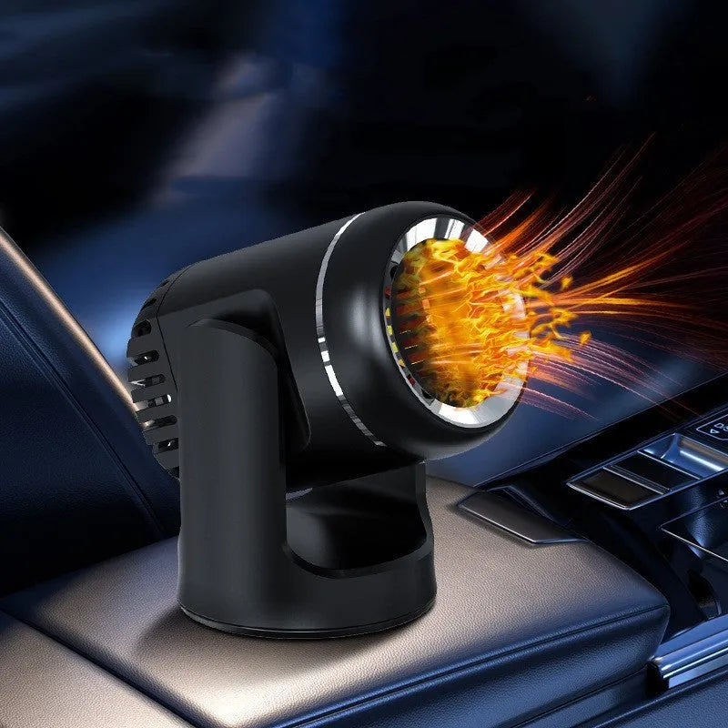 Black and white 12v car heater defroster with 130W power and 1.5m cord for vehicle windscreen clearing