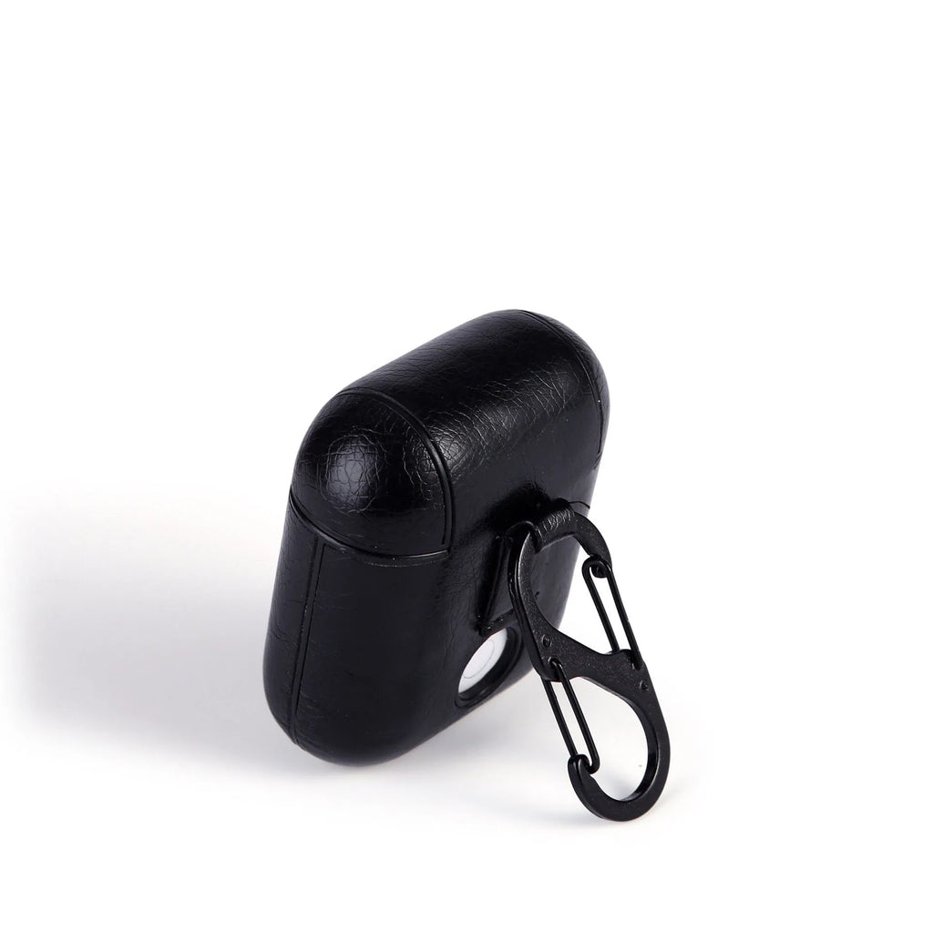 Leather protective case for Apple AirPods charging case in black, brown, red, and light brown options.